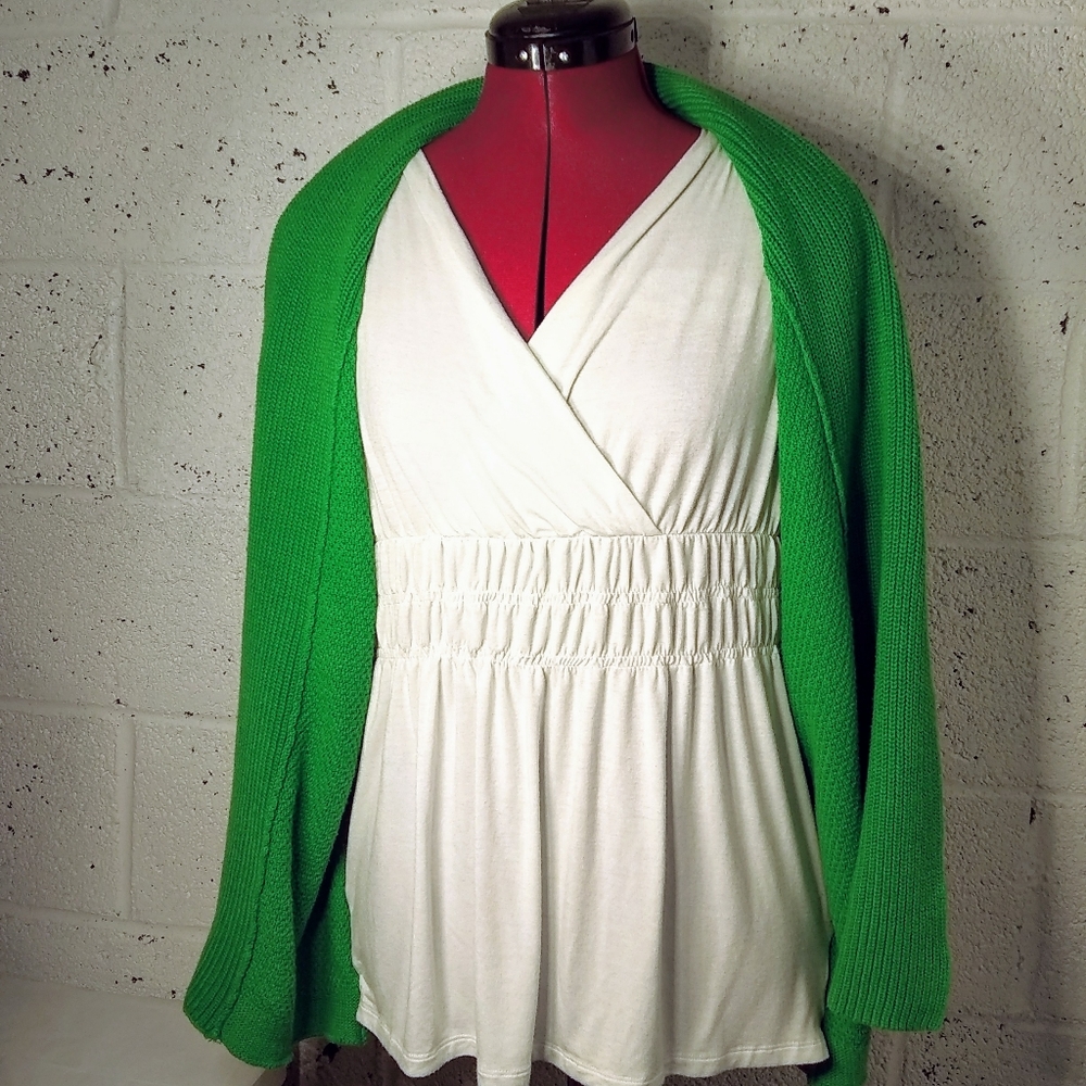 Apt. 9 Small Green Open Green Knit Cardigan W/ Top - Picture 3 of 11